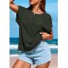imagePRETTYGARDEN Womens Spring Tops 2026 Summer Shirts Crochet Cap Sleeve Sweater Pullover Cute Beach Vacation ClothesArmy Green