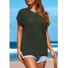 imagePRETTYGARDEN Womens Spring Tops 2026 Summer Shirts Crochet Cap Sleeve Sweater Pullover Cute Beach Vacation ClothesArmy Green