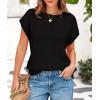 imagePRETTYGARDEN Womens Spring Tops 2026 Summer Shirts Crochet Cap Sleeve Sweater Pullover Cute Beach Vacation ClothesBlack