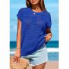 imagePRETTYGARDEN Womens Spring Tops 2026 Summer Shirts Crochet Cap Sleeve Sweater Pullover Cute Beach Vacation ClothesBlue