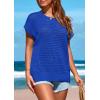 imagePRETTYGARDEN Womens Spring Tops 2026 Summer Shirts Crochet Cap Sleeve Sweater Pullover Cute Beach Vacation ClothesBlue