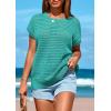 imagePRETTYGARDEN Womens Spring Tops 2026 Summer Shirts Crochet Cap Sleeve Sweater Pullover Cute Beach Vacation ClothesBlue Green