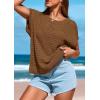 imagePRETTYGARDEN Womens Spring Tops 2026 Summer Shirts Crochet Cap Sleeve Sweater Pullover Cute Beach Vacation ClothesBrown
