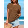 imagePRETTYGARDEN Womens Spring Tops 2026 Summer Shirts Crochet Cap Sleeve Sweater Pullover Cute Beach Vacation ClothesBrown