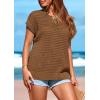 imagePRETTYGARDEN Womens Spring Tops 2026 Summer Shirts Crochet Cap Sleeve Sweater Pullover Cute Beach Vacation ClothesBrown