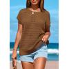imagePRETTYGARDEN Womens Spring Tops 2026 Summer Shirts Crochet Cap Sleeve Sweater Pullover Cute Beach Vacation ClothesBrown