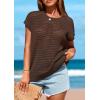 imagePRETTYGARDEN Womens Spring Tops 2026 Summer Shirts Crochet Cap Sleeve Sweater Pullover Cute Beach Vacation ClothesCoffee