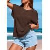 imagePRETTYGARDEN Womens Spring Tops 2026 Summer Shirts Crochet Cap Sleeve Sweater Pullover Cute Beach Vacation ClothesCoffee