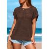 imagePRETTYGARDEN Womens Spring Tops 2026 Summer Shirts Crochet Cap Sleeve Sweater Pullover Cute Beach Vacation ClothesCoffee