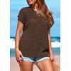 imagePRETTYGARDEN Womens Spring Tops 2026 Summer Shirts Crochet Cap Sleeve Sweater Pullover Cute Beach Vacation ClothesCoffee