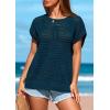imagePRETTYGARDEN Womens Spring Tops 2026 Summer Shirts Crochet Cap Sleeve Sweater Pullover Cute Beach Vacation ClothesDark Blue