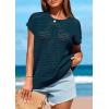 imagePRETTYGARDEN Womens Spring Tops 2026 Summer Shirts Crochet Cap Sleeve Sweater Pullover Cute Beach Vacation ClothesDark Blue