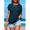 imagePRETTYGARDEN Womens Spring Tops 2026 Summer Shirts Crochet Cap Sleeve Sweater Pullover Cute Beach Vacation ClothesDark Blue
