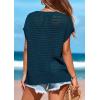 imagePRETTYGARDEN Womens Spring Tops 2026 Summer Shirts Crochet Cap Sleeve Sweater Pullover Cute Beach Vacation ClothesDark Blue