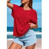 imagePRETTYGARDEN Womens Spring Tops 2026 Summer Shirts Crochet Cap Sleeve Sweater Pullover Cute Beach Vacation ClothesDark Orange