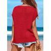 imagePRETTYGARDEN Womens Spring Tops 2026 Summer Shirts Crochet Cap Sleeve Sweater Pullover Cute Beach Vacation ClothesDark Orange