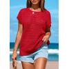 imagePRETTYGARDEN Womens Spring Tops 2026 Summer Shirts Crochet Cap Sleeve Sweater Pullover Cute Beach Vacation ClothesDark Orange