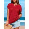 imagePRETTYGARDEN Womens Spring Tops 2026 Summer Shirts Crochet Cap Sleeve Sweater Pullover Cute Beach Vacation ClothesDark Orange