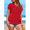 imagePRETTYGARDEN Womens Spring Tops 2026 Summer Shirts Crochet Cap Sleeve Sweater Pullover Cute Beach Vacation ClothesDark Orange