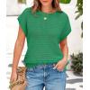imagePRETTYGARDEN Womens Spring Tops 2026 Summer Shirts Crochet Cap Sleeve Sweater Pullover Cute Beach Vacation ClothesGreen