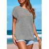 imagePRETTYGARDEN Womens Spring Tops 2026 Summer Shirts Crochet Cap Sleeve Sweater Pullover Cute Beach Vacation ClothesGrey