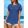 imagePRETTYGARDEN Womens Spring Tops 2026 Summer Shirts Crochet Cap Sleeve Sweater Pullover Cute Beach Vacation ClothesGrey Blue