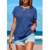 imagePRETTYGARDEN Womens Spring Tops 2026 Summer Shirts Crochet Cap Sleeve Sweater Pullover Cute Beach Vacation ClothesGrey Blue