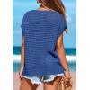 imagePRETTYGARDEN Womens Spring Tops 2026 Summer Shirts Crochet Cap Sleeve Sweater Pullover Cute Beach Vacation ClothesGrey Blue