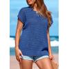 imagePRETTYGARDEN Womens Spring Tops 2026 Summer Shirts Crochet Cap Sleeve Sweater Pullover Cute Beach Vacation ClothesGrey Blue