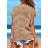 imagePRETTYGARDEN Womens Spring Tops 2026 Summer Shirts Crochet Cap Sleeve Sweater Pullover Cute Beach Vacation ClothesKhaki