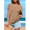 imagePRETTYGARDEN Womens Spring Tops 2026 Summer Shirts Crochet Cap Sleeve Sweater Pullover Cute Beach Vacation ClothesKhaki