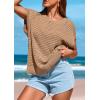 imagePRETTYGARDEN Womens Spring Tops 2026 Summer Shirts Crochet Cap Sleeve Sweater Pullover Cute Beach Vacation ClothesKhaki