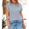 imagePRETTYGARDEN Womens Spring Tops 2026 Summer Shirts Crochet Cap Sleeve Sweater Pullover Cute Beach Vacation ClothesLight Blue