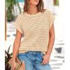imagePRETTYGARDEN Womens Spring Tops 2026 Summer Shirts Crochet Cap Sleeve Sweater Pullover Cute Beach Vacation ClothesLight Khaki