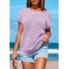 imagePRETTYGARDEN Womens Spring Tops 2026 Summer Shirts Crochet Cap Sleeve Sweater Pullover Cute Beach Vacation ClothesLight Purple