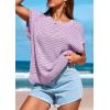 imagePRETTYGARDEN Womens Spring Tops 2026 Summer Shirts Crochet Cap Sleeve Sweater Pullover Cute Beach Vacation ClothesLight Purple