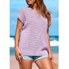 imagePRETTYGARDEN Womens Spring Tops 2026 Summer Shirts Crochet Cap Sleeve Sweater Pullover Cute Beach Vacation ClothesLight Purple