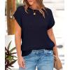 imagePRETTYGARDEN Womens Spring Tops 2026 Summer Shirts Crochet Cap Sleeve Sweater Pullover Cute Beach Vacation ClothesNavy
