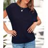 imagePRETTYGARDEN Womens Spring Tops 2026 Summer Shirts Crochet Cap Sleeve Sweater Pullover Cute Beach Vacation ClothesNavy