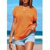 imagePRETTYGARDEN Womens Spring Tops 2026 Summer Shirts Crochet Cap Sleeve Sweater Pullover Cute Beach Vacation ClothesOrange