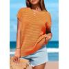 imagePRETTYGARDEN Womens Spring Tops 2026 Summer Shirts Crochet Cap Sleeve Sweater Pullover Cute Beach Vacation ClothesOrange