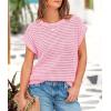 imagePRETTYGARDEN Womens Spring Tops 2026 Summer Shirts Crochet Cap Sleeve Sweater Pullover Cute Beach Vacation ClothesPink