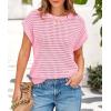 imagePRETTYGARDEN Womens Spring Tops 2026 Summer Shirts Crochet Cap Sleeve Sweater Pullover Cute Beach Vacation ClothesPink