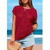 imagePRETTYGARDEN Womens Spring Tops 2026 Summer Shirts Crochet Cap Sleeve Sweater Pullover Cute Beach Vacation ClothesRed