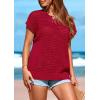 imagePRETTYGARDEN Womens Spring Tops 2026 Summer Shirts Crochet Cap Sleeve Sweater Pullover Cute Beach Vacation ClothesRed