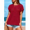 imagePRETTYGARDEN Womens Spring Tops 2026 Summer Shirts Crochet Cap Sleeve Sweater Pullover Cute Beach Vacation ClothesRed