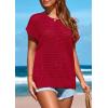 imagePRETTYGARDEN Womens Spring Tops 2026 Summer Shirts Crochet Cap Sleeve Sweater Pullover Cute Beach Vacation ClothesRed