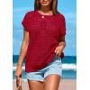 imagePRETTYGARDEN Womens Spring Tops 2026 Summer Shirts Crochet Cap Sleeve Sweater Pullover Cute Beach Vacation ClothesRed