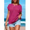 imagePRETTYGARDEN Womens Spring Tops 2026 Summer Shirts Crochet Cap Sleeve Sweater Pullover Cute Beach Vacation ClothesRose Red