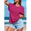 imagePRETTYGARDEN Womens Spring Tops 2026 Summer Shirts Crochet Cap Sleeve Sweater Pullover Cute Beach Vacation ClothesRose Red